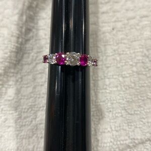 925 sterling silver CZ pink Ruby ring
